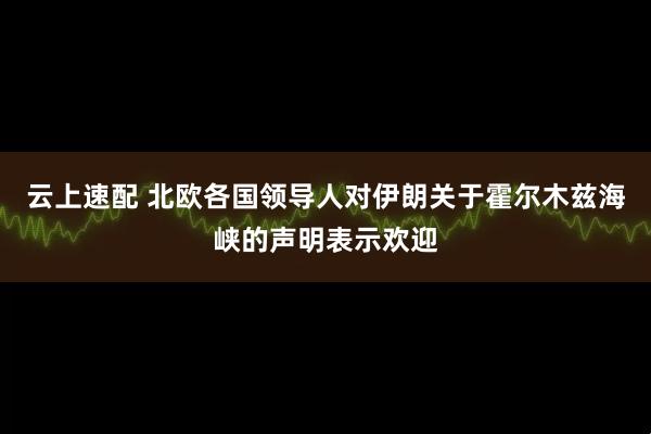 云上速配 北欧各国领导人对伊朗关于霍尔木兹海峡的声明表示欢迎
